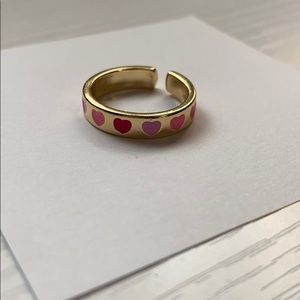gold adjustable ring with hearts